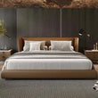 Modern PU Leather King Wood Double Bed Pine Frame - 150 x 200cm - Bedroom