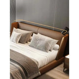 Modern PU Leather King Wood Double Bed Pine Frame - Bedroom