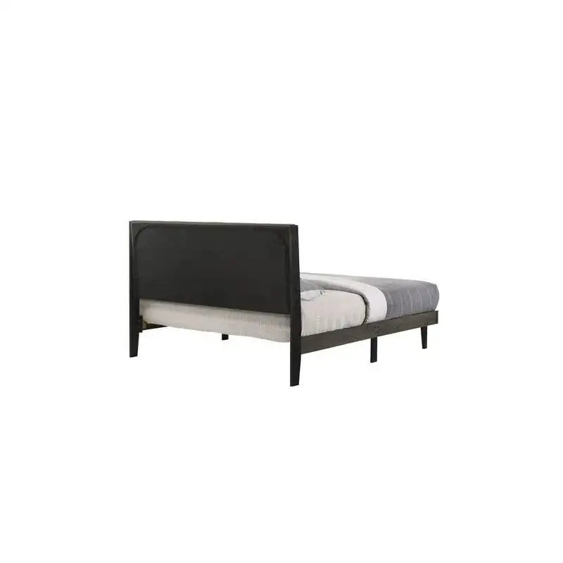Modern Queen Weathered Upholstered Bed Frame - Brown - Bedroom
