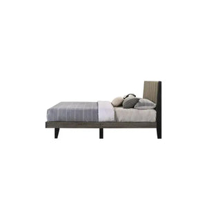 Modern Queen Weathered Upholstered Bed Frame - Brown - Bedroom