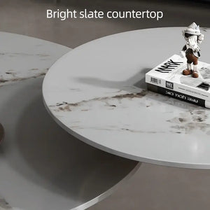 Round Stone Coffee Table with Titanium Metal Base - view 3