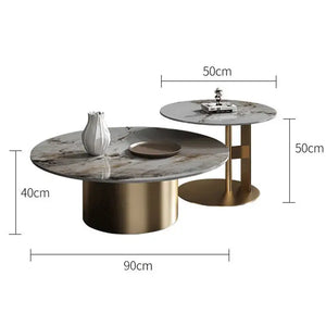 Round Stone Coffee Table with Titanium Metal Base - view 5