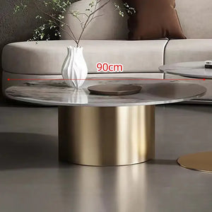 Round Stone Coffee Table with Titanium Metal Base - view 14