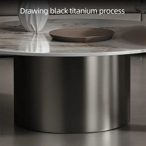 Round Stone Coffee Table with Titanium Metal Base - view 4