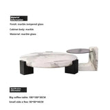 Modern Round Marble Top Legs Coffee Table - 100 x 50CM - Table + Right Table - Multifunctional coffee table