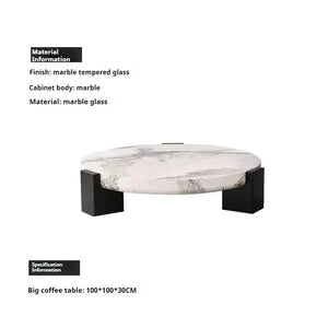 Modern Round Marble Top Legs Coffee Table - 100X100X30CM - Multifunctional coffee table