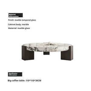 Modern Round Marble Top Legs Coffee Table - 110X110X30CM - Grey - Multifunctional coffee table
