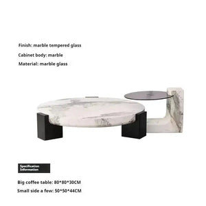 Modern Round Marble Top Legs Coffee Table - 80 x 50CM - Multifunctional coffee table