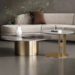 Modern Round Slab Top Metal Base Coffee Table Set - Set - 80cm - Multifunctional coffee table