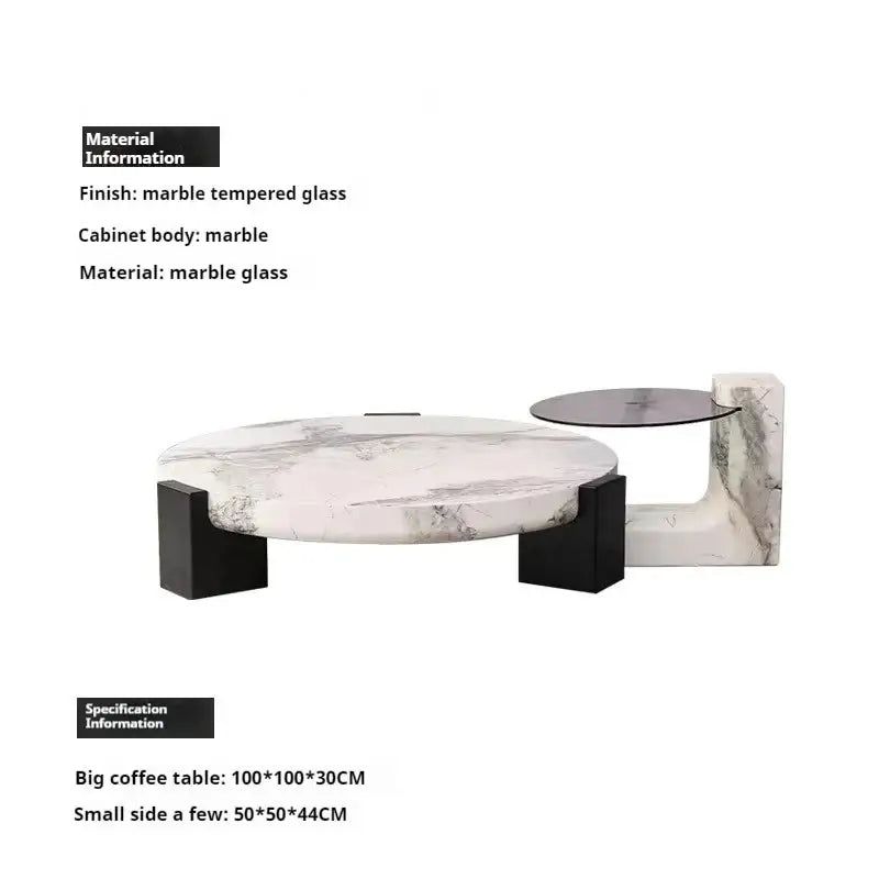 Round Marble Coffee Table with Calacatta Viola Top - view 14