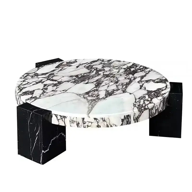 Round Marble Coffee Table with Calacatta Viola Top - view 4