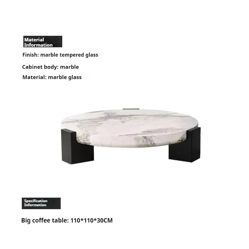 Round Marble Coffee Table with Calacatta Viola Top - view 6