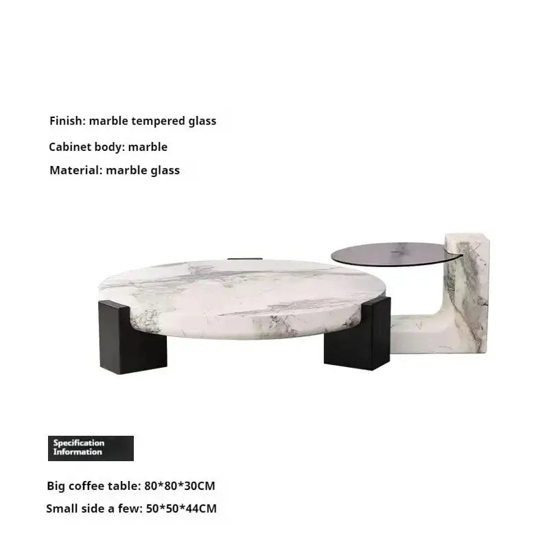 Round Marble Coffee Table with Calacatta Viola Top - view 5