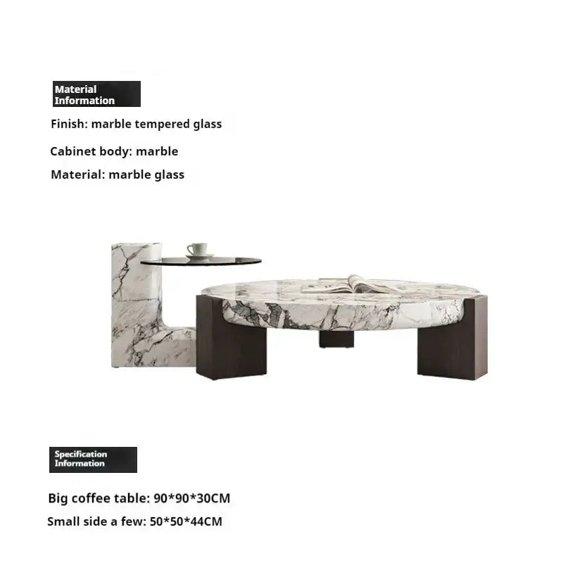 Round Marble Coffee Table with Calacatta Viola Top - view 9