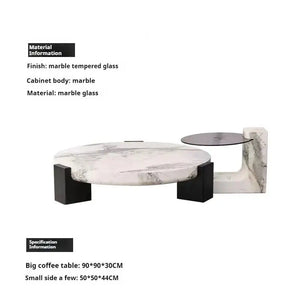 Round Marble Coffee Table with Calacatta Viola Top - view 11