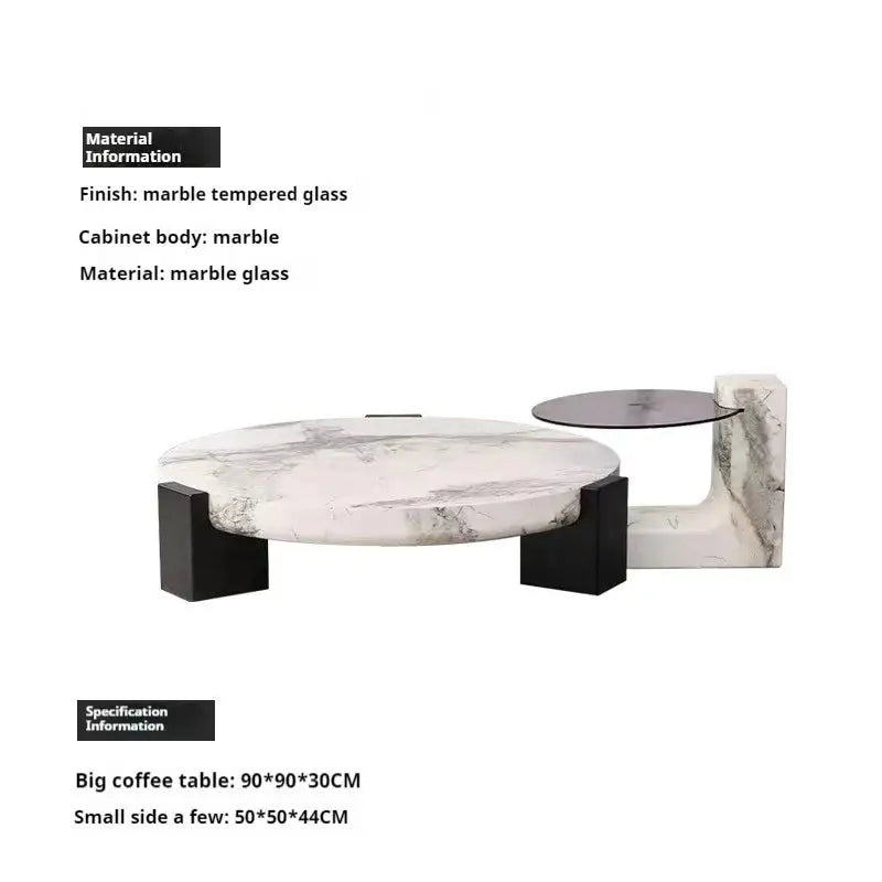 Round Marble Coffee Table with Calacatta Viola Top - view 11