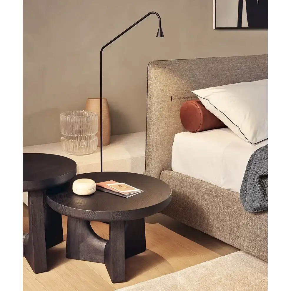 Modern Textured Upholstered Headboard Platform Bed Frame - Beige - Bedroom