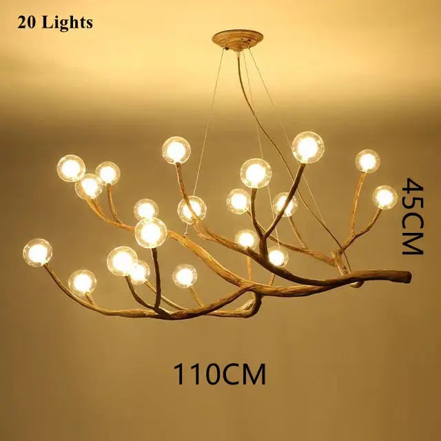 Modern Tree Branch Glass Bubble Lamp - 20 Heads Clear ball / Warm white 3000k - Lamps