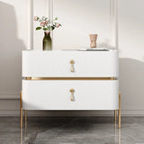 Modern Two Drawer Bedside Storage Cabinet - White / 35x40x50cm