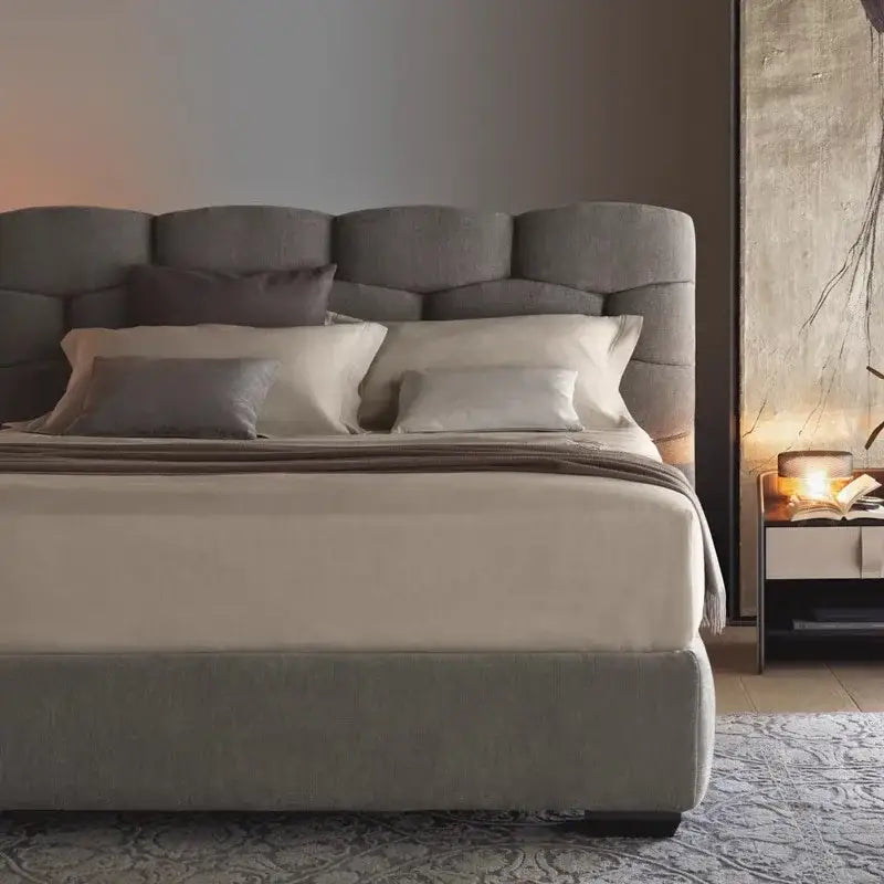 Modern Upholstered Double Bed Frame with High Backrest - view 4