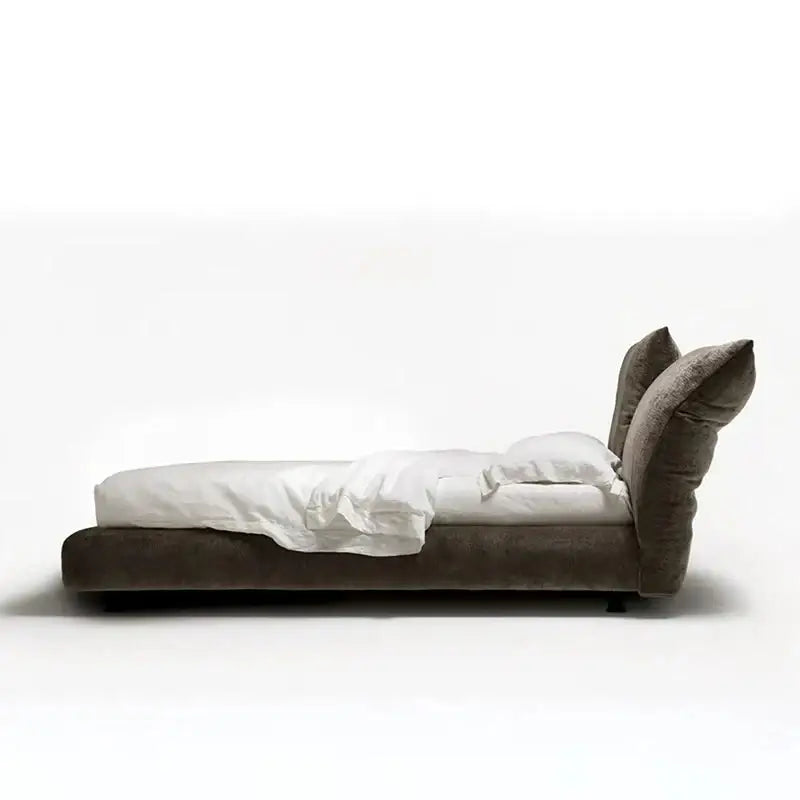 Modern Widened Backrest Wood Metal Bed Frame - Black / 180×200cm - Bedroom