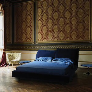 Modern Widened Backrest Wood Metal Bed Frame - Black / 180×200cm - Bedroom