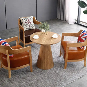 Round Pine Coffee Table Modern Minimalist Design - view 3