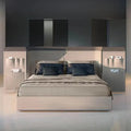 Modern Wood Double Bed High End Bed Frame - Beige / Bed Frame + Extra Nightside: 341 x 129 x 221 cm - Bedroom