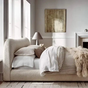 Modern Wood Velvet Upholstered King Bed Frame - Bedroom