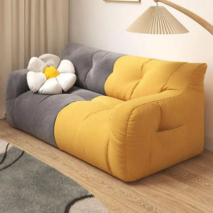Modular Double Bean Bag Sectional Sofa in Velvet