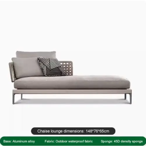 Modular L-shaped outdoor rattan sofa set showcasing woven rattan material texture and aluminum frame construction with cushio
