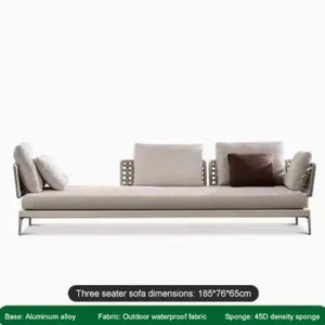 Modular rattan sofa set cushions showing woven texture and neutral beige fabric detail