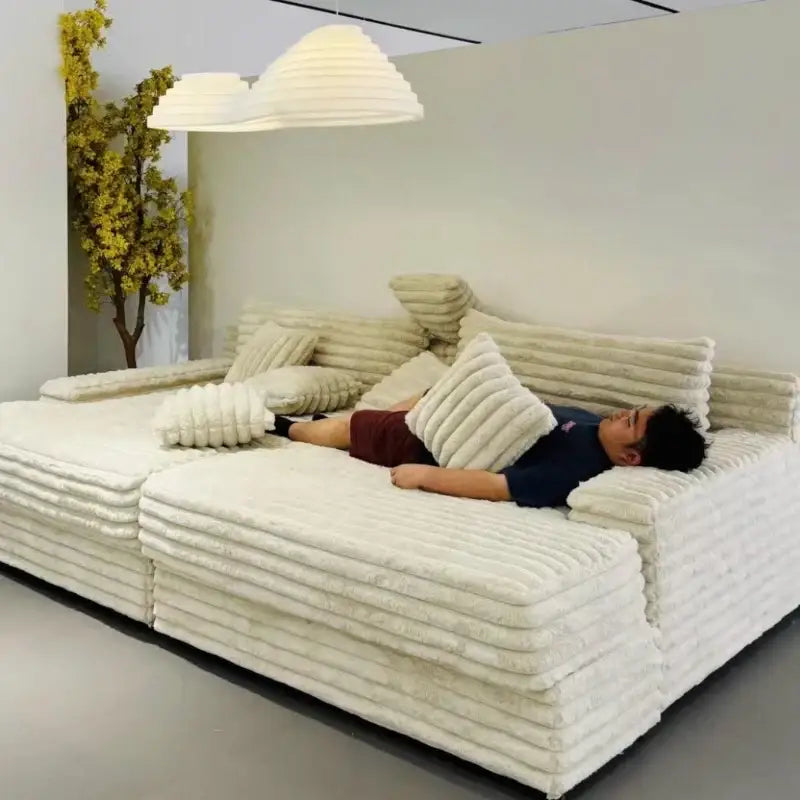 Modular Sectional Velvet Puffs Compressed Bed Sofa - Compressed Sofa