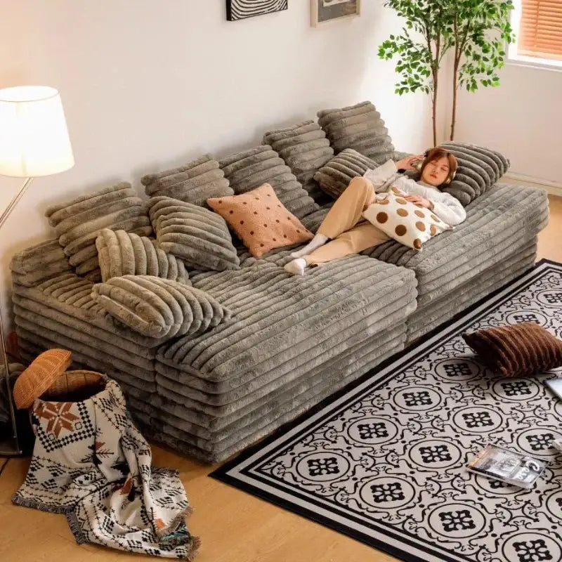 Modular Sectional Velvet Puffs Compressed Bed Sofa - Compressed Sofa