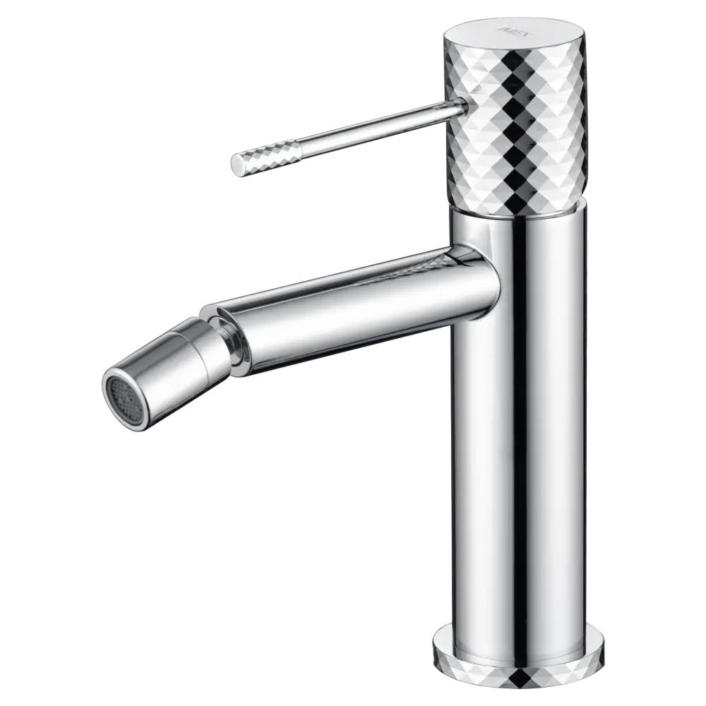 Chrome single handle bidet mixer modern design faucet closeup