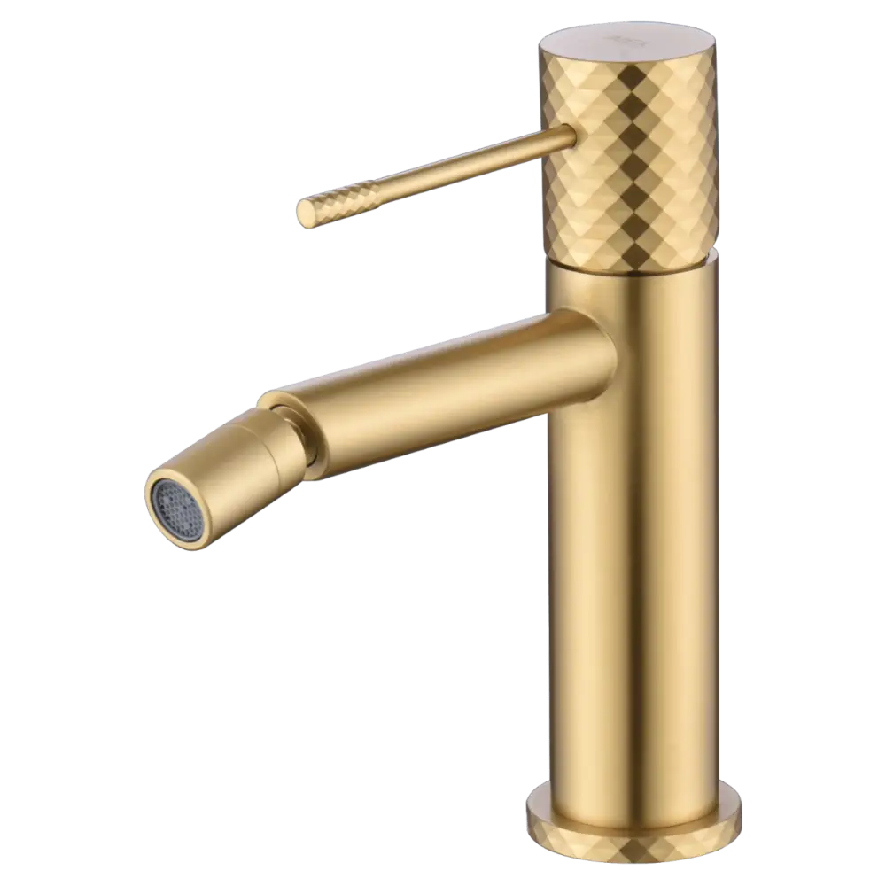 Genova brushed gold single handle bidet mixer faucet closeup