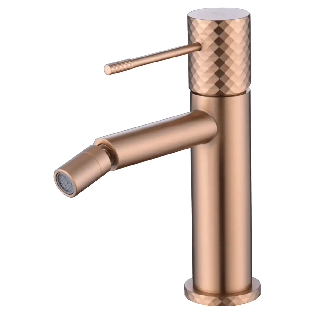 Genova brushed rose gold bidet mixer with modern monomando design detail