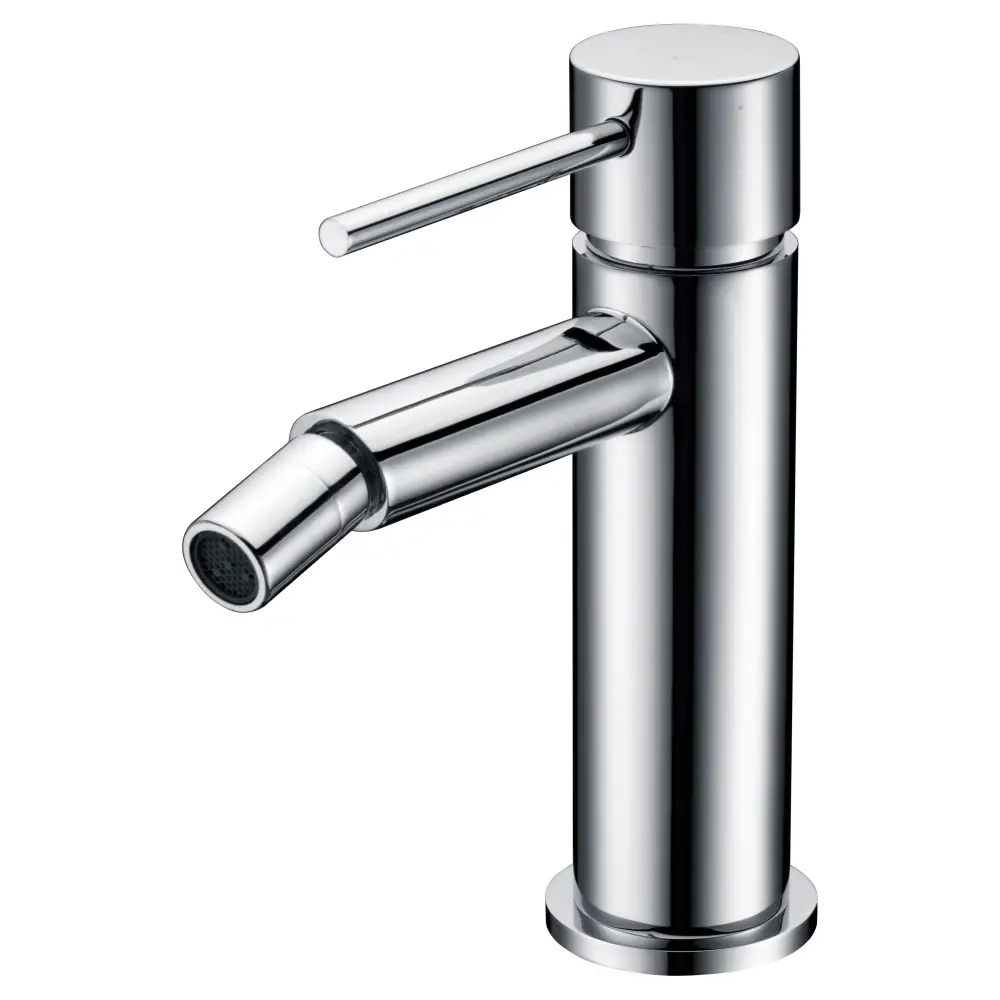 Chrome Milos bidet mixer with single handle modern design closeup