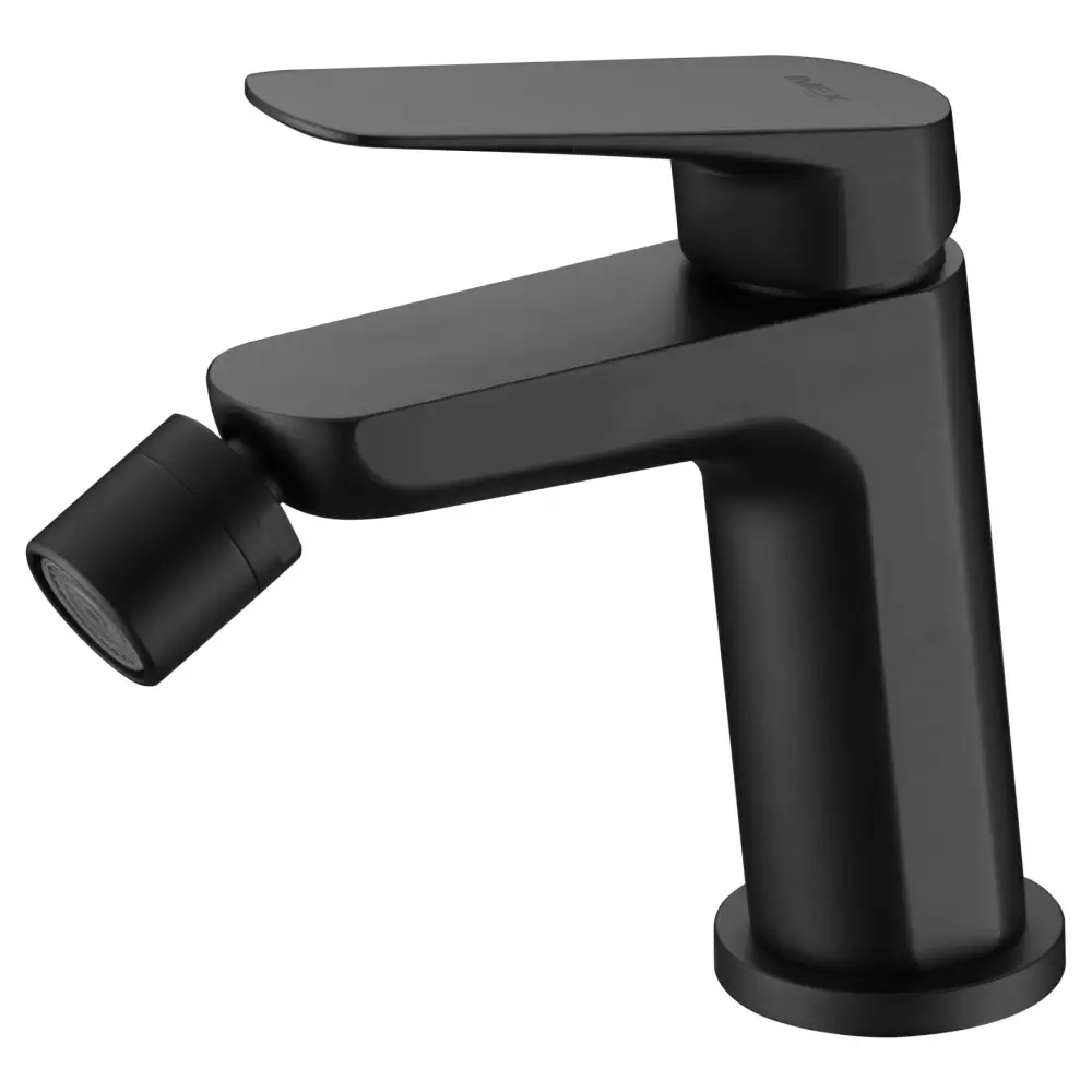 Matte black single handle bidet mixer modern design faucet closeup