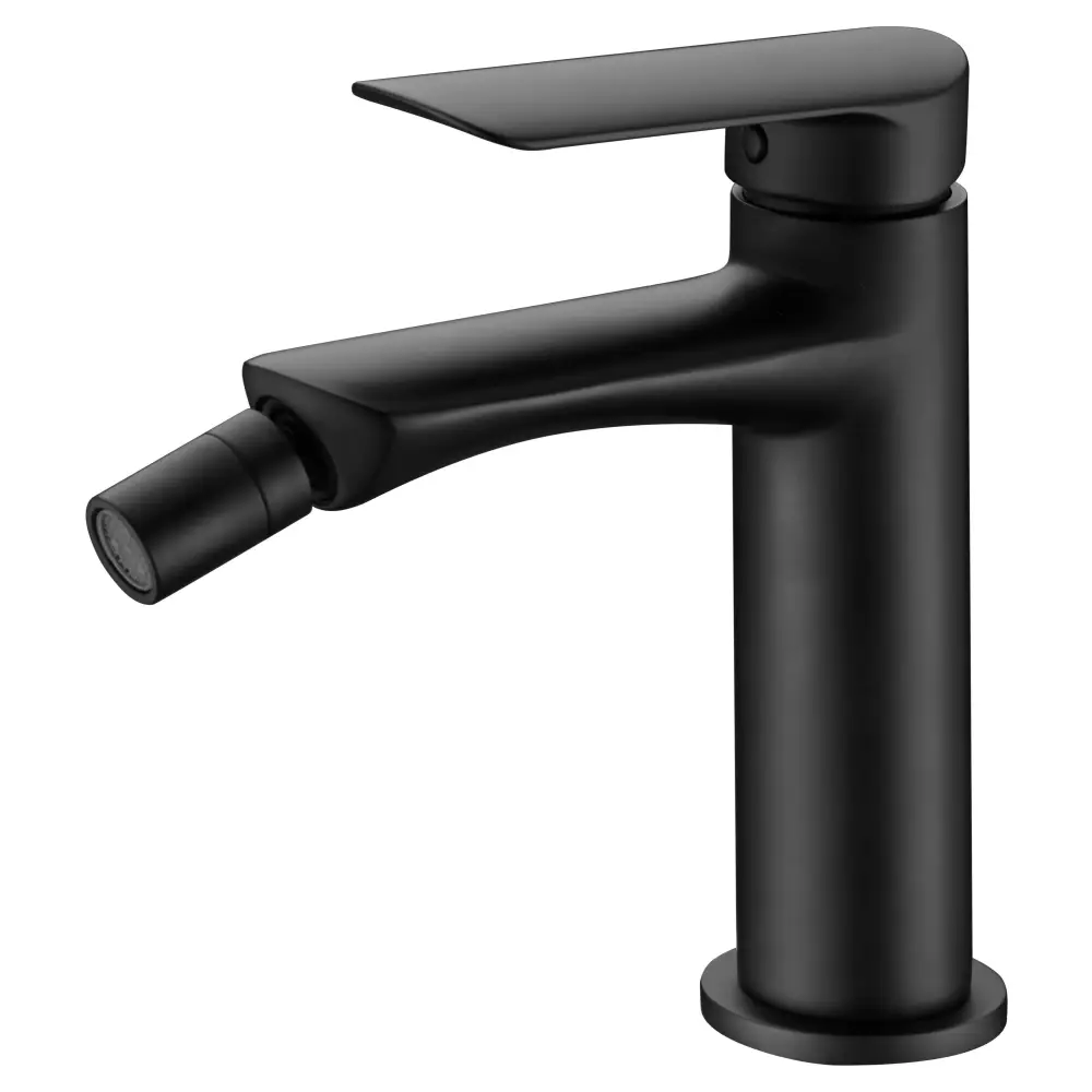 Matte black single handle brass bidet mixer faucet product shot