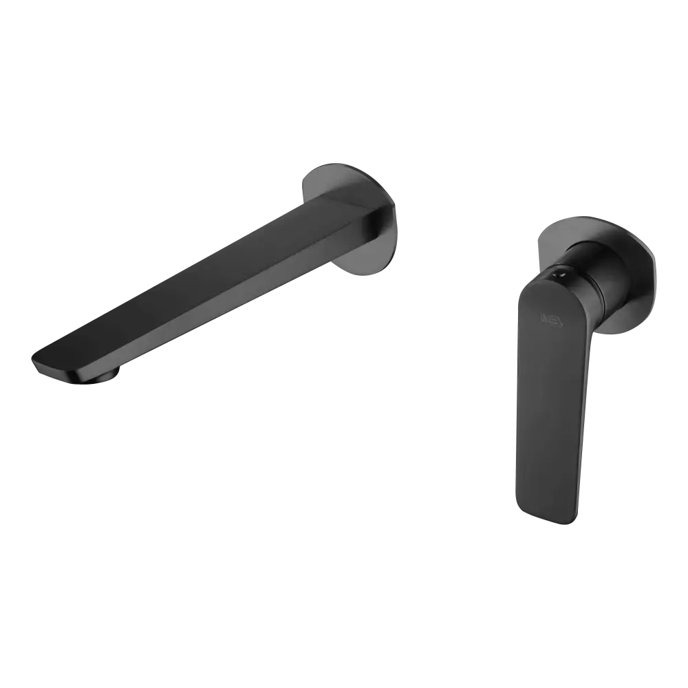 Matte black built-in sink mixer faucet with modern minimalist design