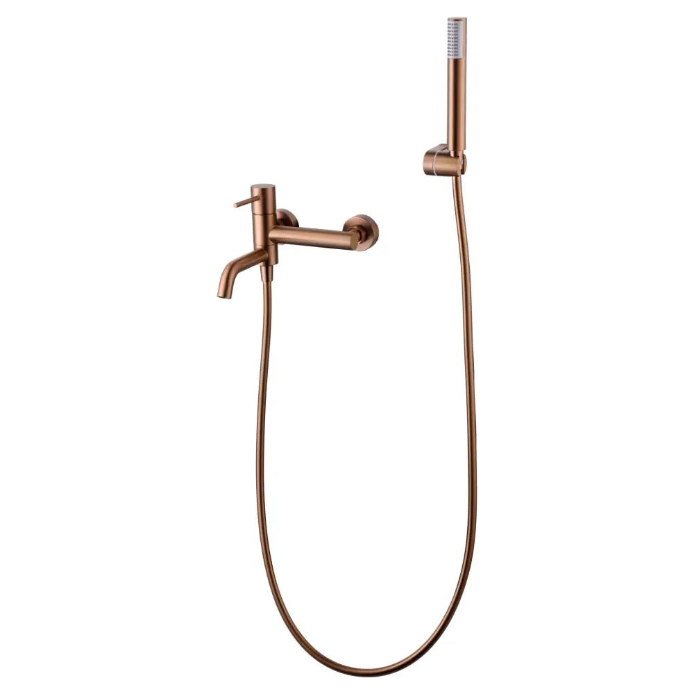 Monza brushed rose gold single lever shower mixer kit with modern design