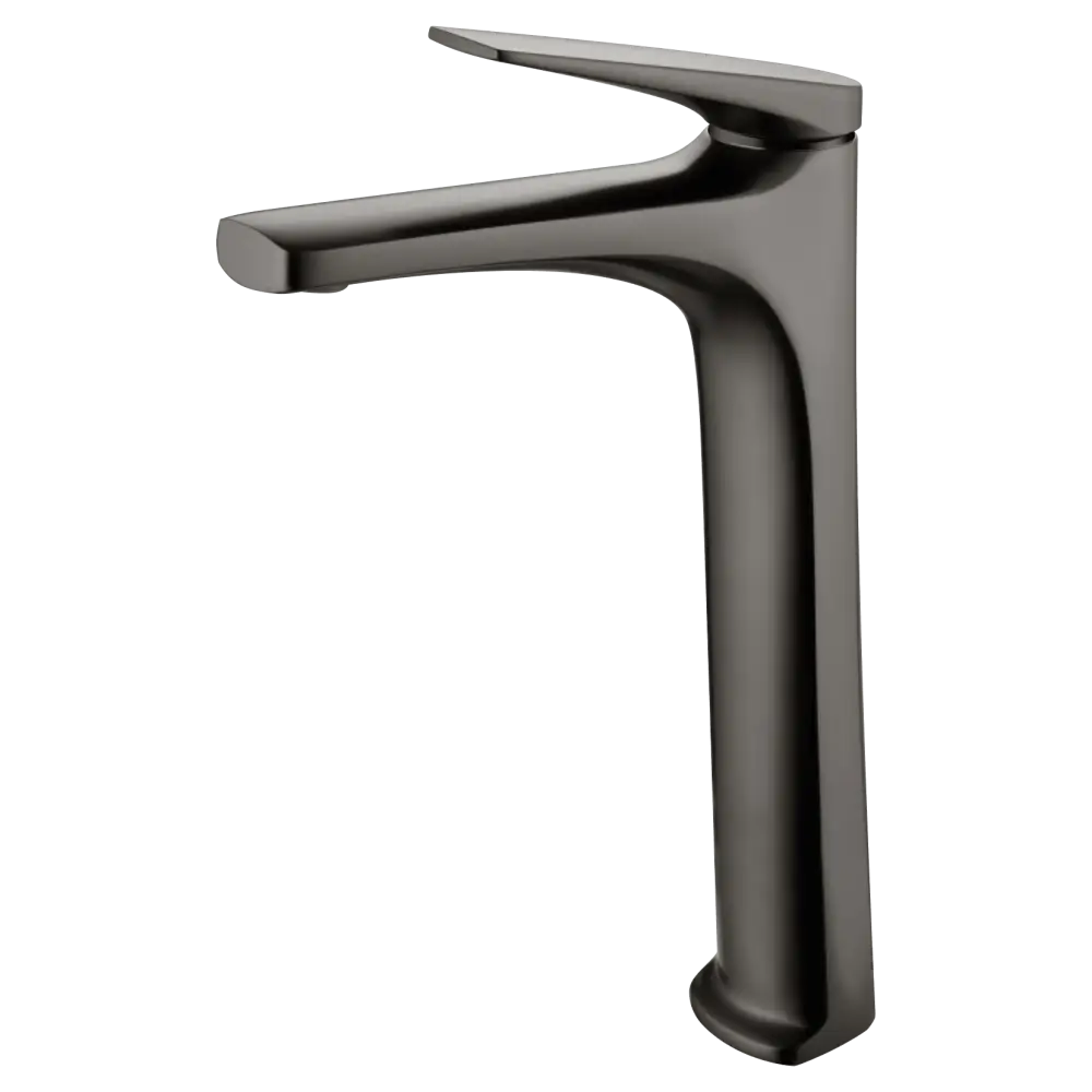 Delos black gun metal tall sink mixer faucet on white background