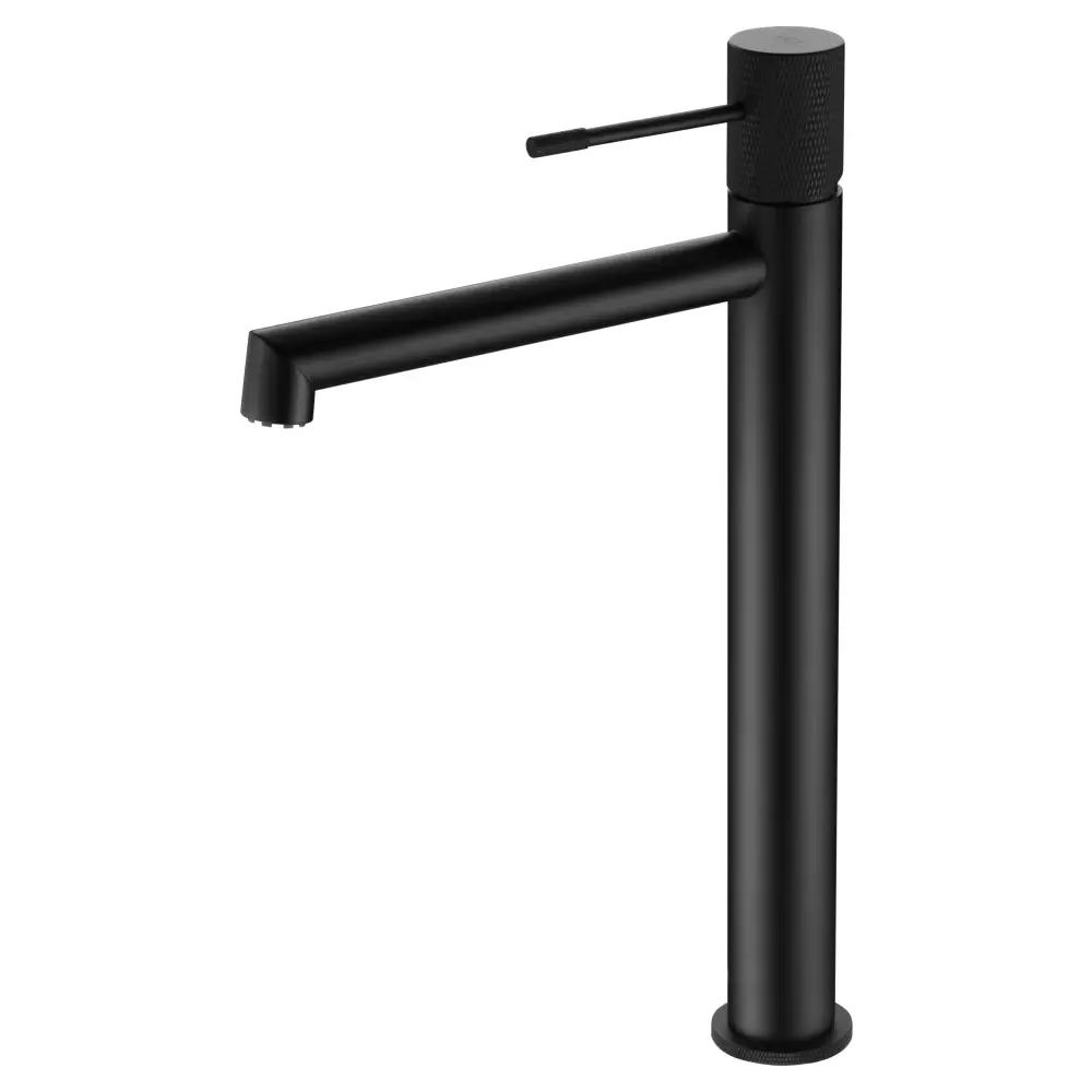 Matte black modern single lever basin faucet with sleek design