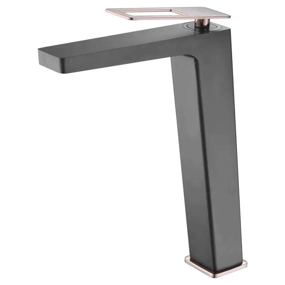 Black rose gold tall sink mixer faucet with modern minimalist design
