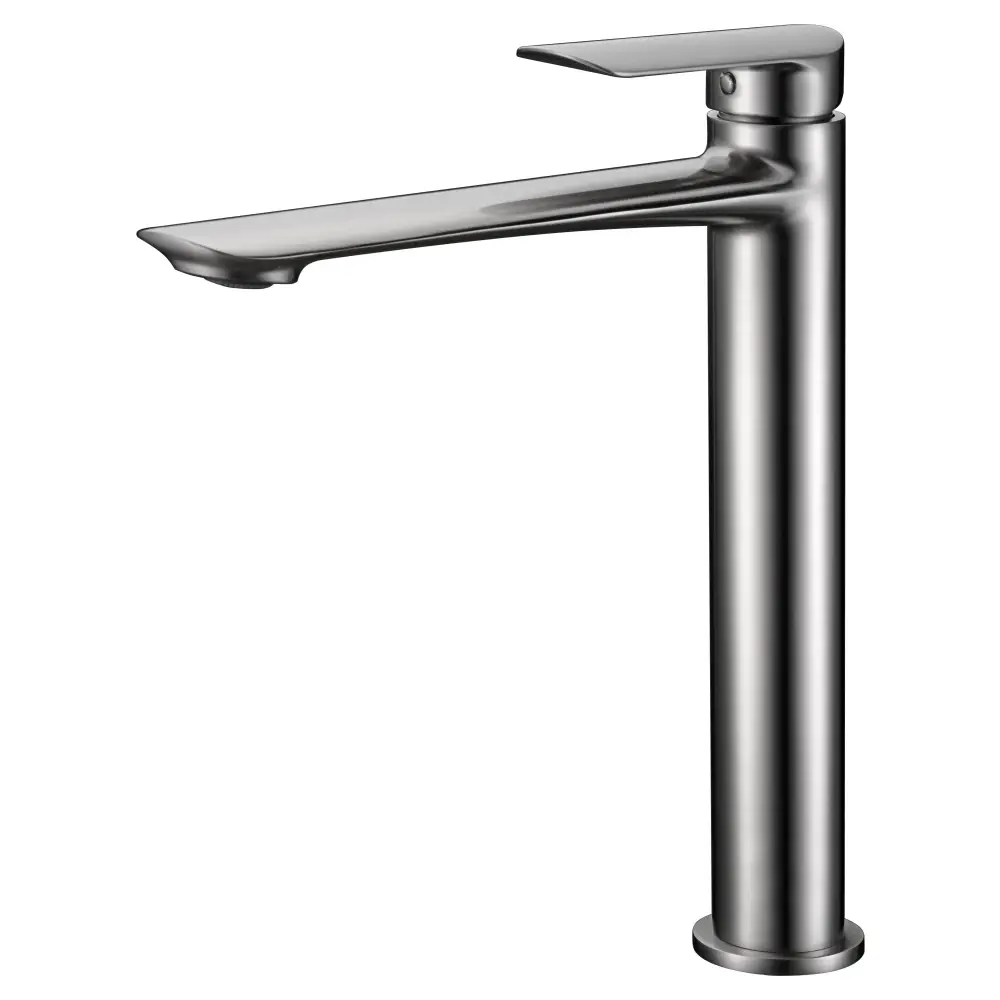 Ural tall basin mixer faucet brushed nickel finish modern design
