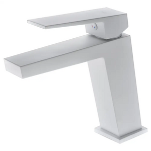 Matte White Single Lever Sink Faucet Modern Design, main product view