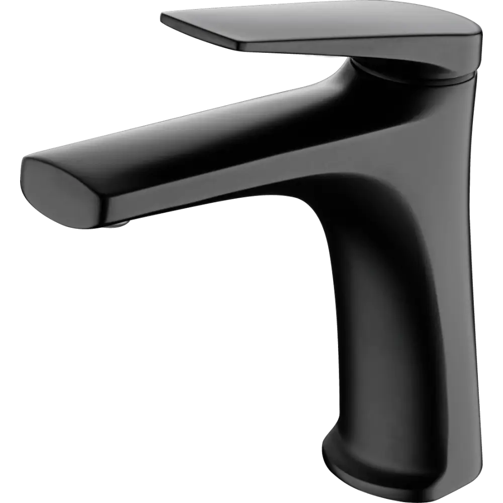 Matte black basin mixer faucet with modern minimalist design for lavabo