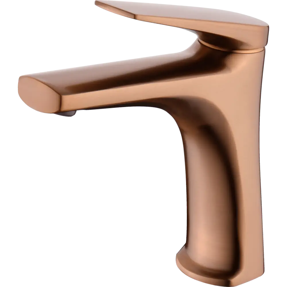 Delos brushed rose gold single lever basin faucet with modern design