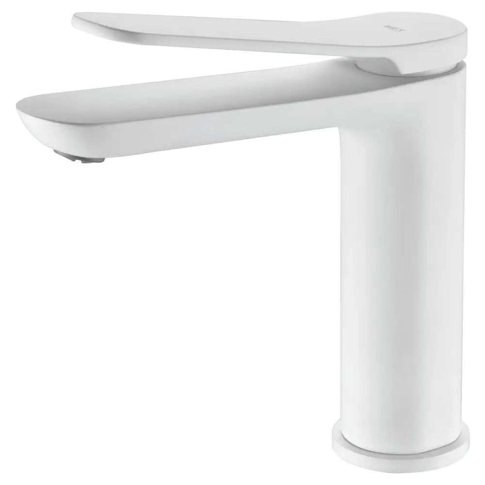 Denmark matte white basin faucet mixer tap on white background
